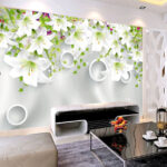 Fotobehang Witte bloemen en ringen