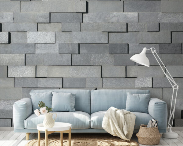 Muur van grijze bakstenen Fotobehang Muur van grijze bakstenen