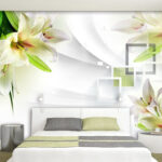Fotobehang Elegante bloemen tegen een zachte achtergrond