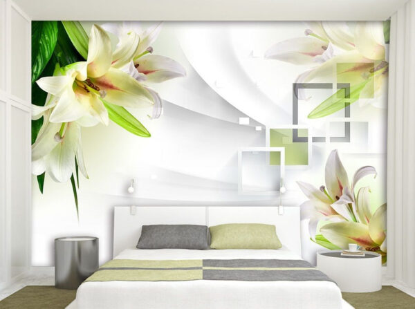 Elegante bloemen tegen een zachte achtergrond Fotobehang Elegante bloemen tegen een zachte achtergrond