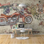 Fotobehang Motorfiets op een kaart