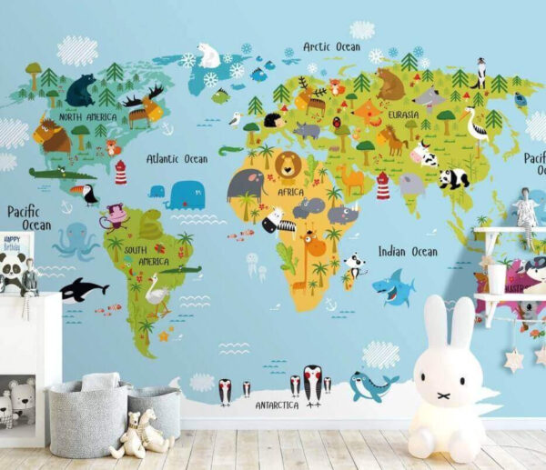 Kaart van afrika met dieren Fotobehang Kaart van afrika met dieren