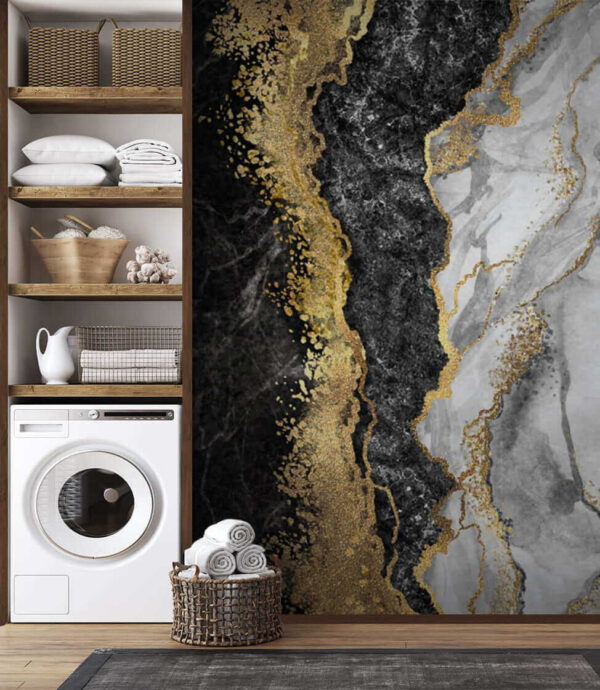 Elegant marmer met metallic accenten Fotobehang Elegant marmer met metallic accenten