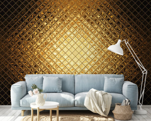Glimmend geometrisch ruitpatroon Fotobehang Glimmend geometrisch ruitpatroon
