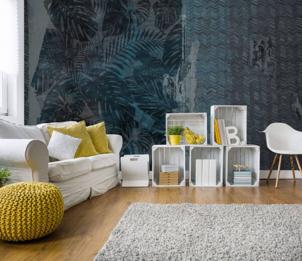 Blauw en zwart patroon Fotobehang Blauw en zwart patroon