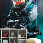 Fotobehang Persoon die een helm draagt