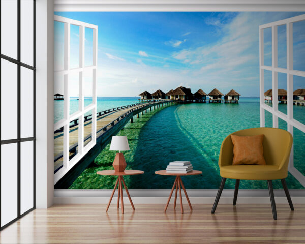 Brug naar een strand Fotobehang Brug naar een strand