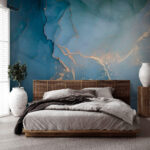 Fotobehang Abstract blauw en metallic patroon.