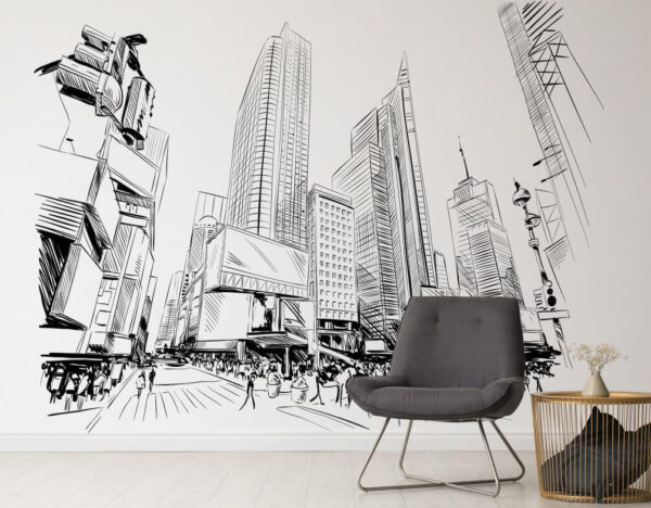 Laag standpunt van een hoog gebouw Fotobehang Laag standpunt van een hoog gebouw