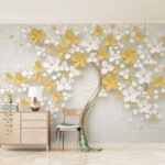 Fotobehang Bloeiende boom met delicate bloemen