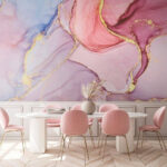 Fotobehang Abstracte aquarel met metallic accenten