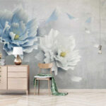 Fotobehang Elegante pastelbloemen op gestructureerde achtergrond