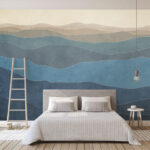 Fotobehang Landschap van heuvels met lijnen