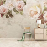 Fotobehang Elegante rozen op gestructureerde achtergrond.
