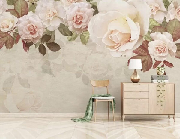 Elegante rozen op gestructureerde achtergrond Fotobehang Elegante rozen op gestructureerde achtergrond