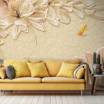 Fotobehang Delicate bloemen op een zachte achtergrond