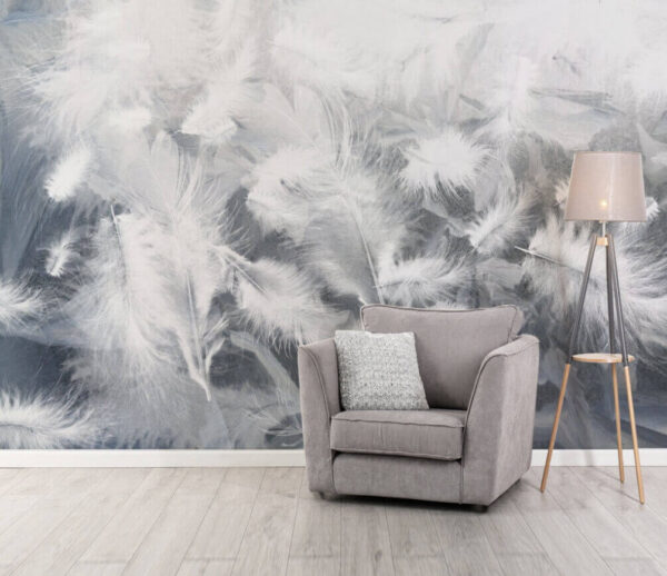 Witte veren op een raam Fotobehang Witte veren op een raam