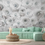 Fotobehang Groep witte bloemen