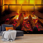 Fotobehang Warmte en comfort in de haard