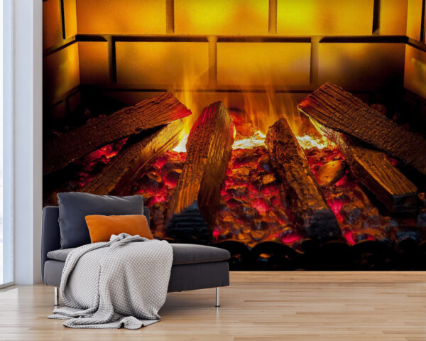 Warmte en comfort in de haard Fotobehang Warmte en comfort in de haard