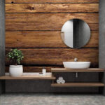 Fotobehang Rustieke houten planken met knoesten.
