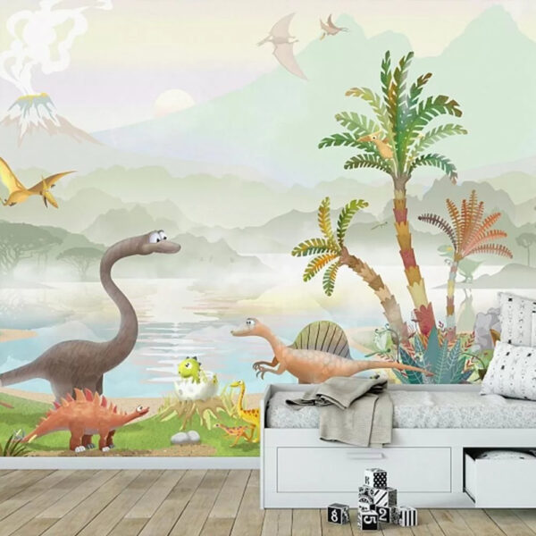Spotprent van een vliegende pterodactylus Fotobehang Spotprent van een vliegende pterodactylus