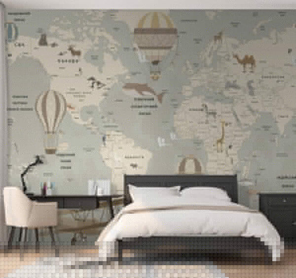 Cartoon van een vliegtuig Fotobehang Cartoon van een vliegtuig