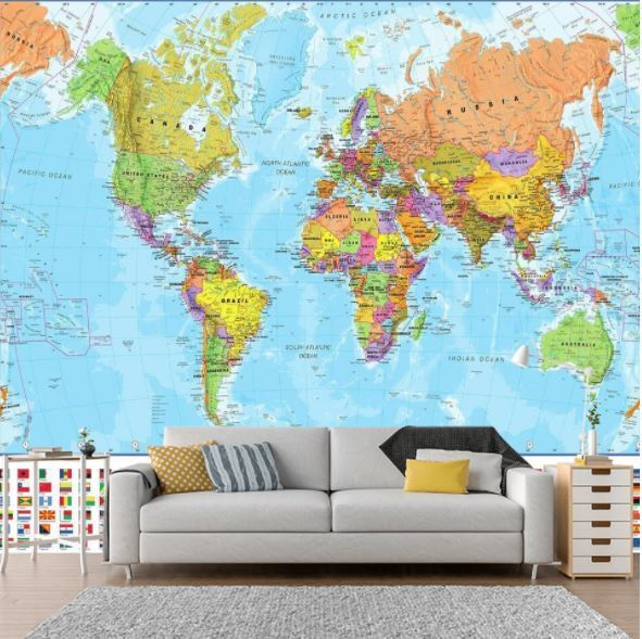 Fotobehang Fotobehang Kaart van de wereld (Artikelnummer: u60137)
