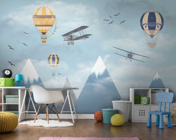 Luchtballon in de lucht Fotobehang Luchtballon in de lucht