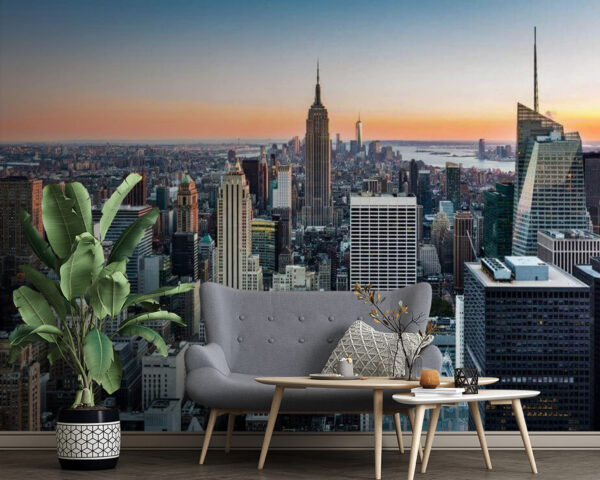 Stads skyline met hoge gebouwen Fotobehang Stads skyline met hoge gebouwen
