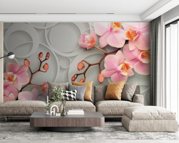 Fotobehang Zachte bloemen tegen een ronde achtergrond (Artikelnummer: u66595) Fotobehang Fotobehang Zachte bloemen tegen een ronde achtergrond (Artikelnummer: u66595)