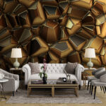 Fotobehang Metallic oppervlak met structuur en reflecties.