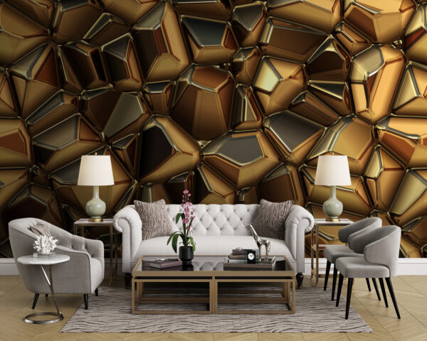 Metallic oppervlak met structuur en reflecties Fotobehang Metallic oppervlak met structuur en reflecties