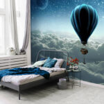 Fotobehang Hete luchtballon met een mand eraan vast