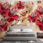 Fotobehang Sierlijk bloemmotief met glitters