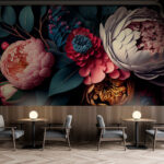 Fotobehang Elegant boeket van levendige bloemen.