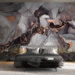 Fotobehang Abstract ontwerp met inkt en metallic