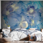 Fotobehang Blauw en wit schilderij