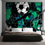 Fotobehang Abstract voetbalpatroon met zeshoeken