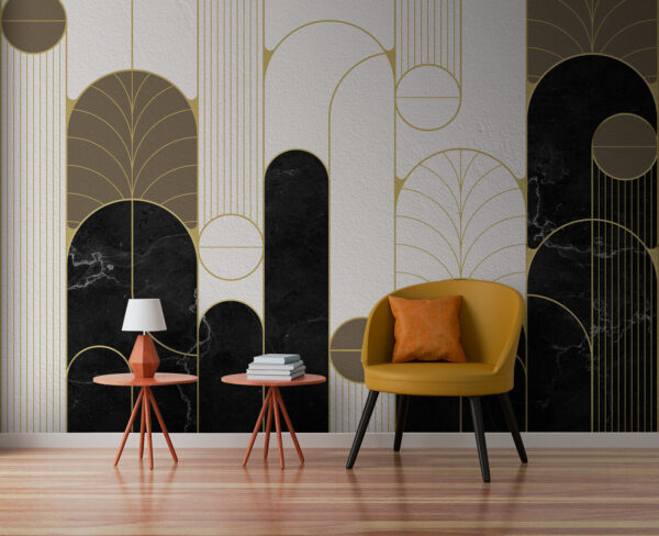 Geometrisch Art Deco-patroonontwerp Fotobehang Geometrisch Art Deco-patroonontwerp
