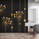 Fotobehang Elegante bloemmotieven op donkere achtergrond