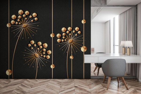 Elegante bloemmotieven op donkere achtergrond Fotobehang Elegante bloemmotieven op donkere achtergrond