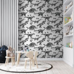 Fotobehang Patroon van dinosaurussen met woorden