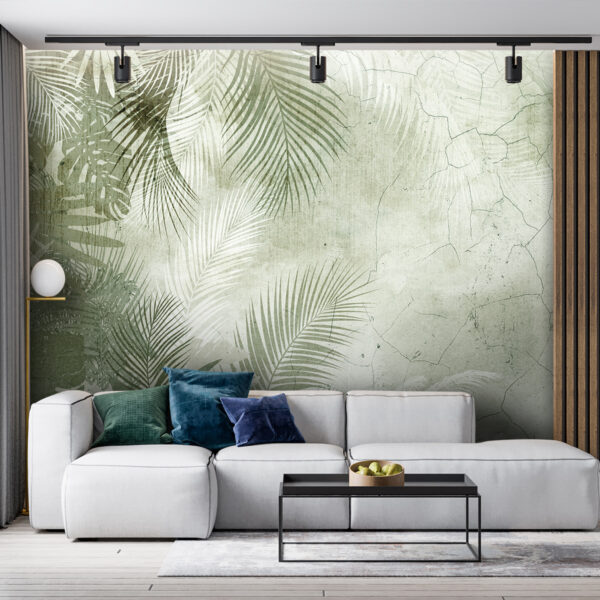 Fotobehang Tropische bladeren op gestructureerde achtergrond