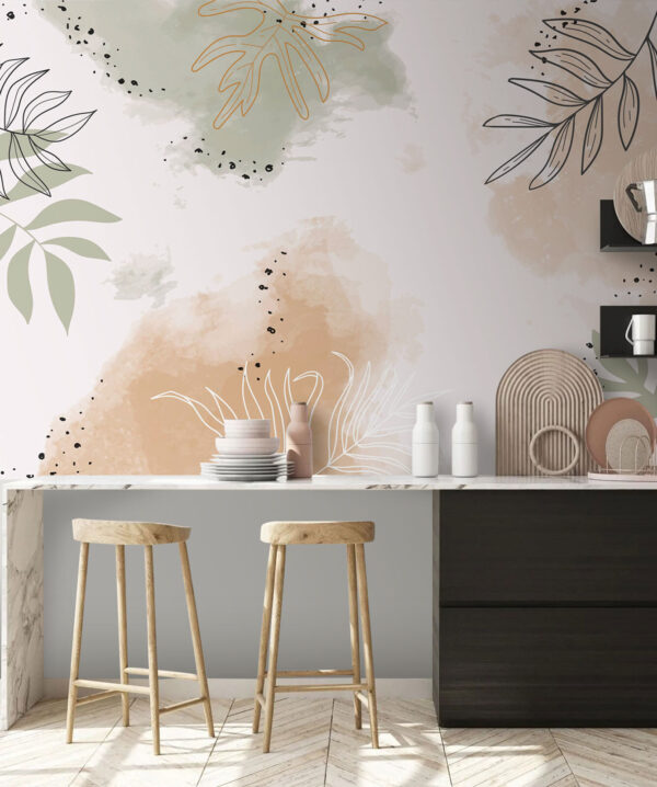 Tekening van een blad Fotobehang Tekening van een blad