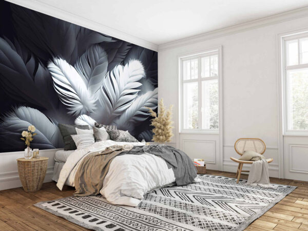 Fotobehang Fotobehang Zachte witte veren in zachte lagen. (Artikelnummer: u73689)
