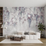 Fotobehang Abstracte wijnranken in mistige aquarelafbeelding