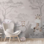 Fotobehang Giraffe zittend op een boom