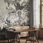 Fotobehang Muurschildering van vogels en planten