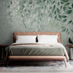 Fotobehang Florale elegantie met subtiele bladeren.
